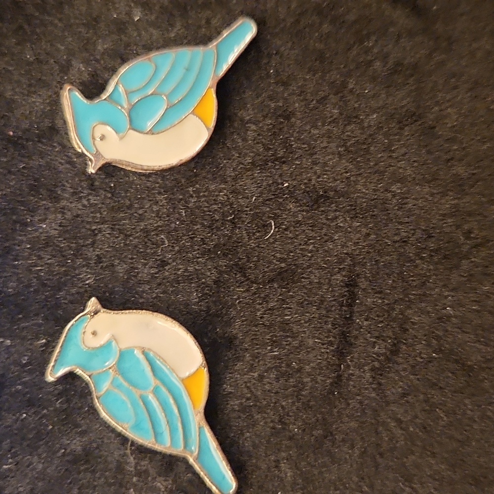 Blue and Yellow Bird Earrings